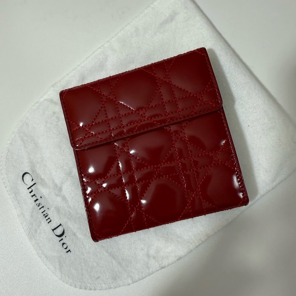 Lady Dior Burgundy Quilted Wallet